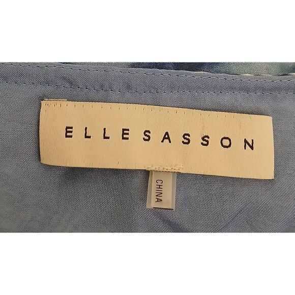 Elle Sasson womens size 34 uk size 2 usa 100% silk blue smocked elastic waist - Picture 6 of 8